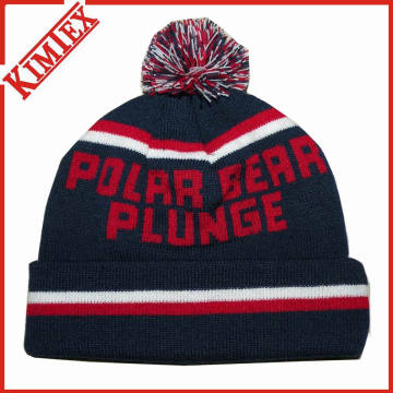 Unisex Customized Acrylic Jacquard Knitting Hat with POM POM